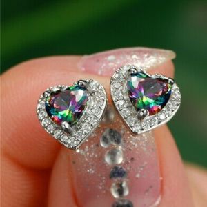 NEW 925 Sterling Silver Topaz 🌈 Stud Earrings